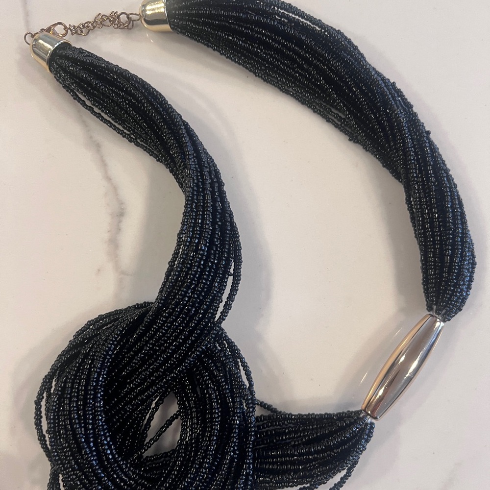 Elegant Black Beaded Necklace